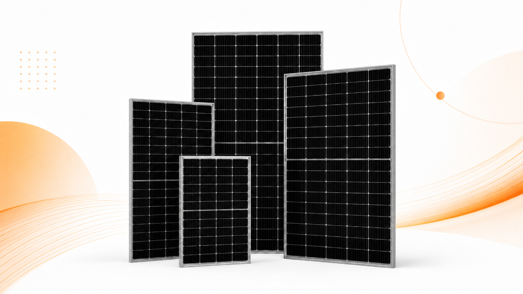 Módulos fotovoltaicos de diferentes tamanhos